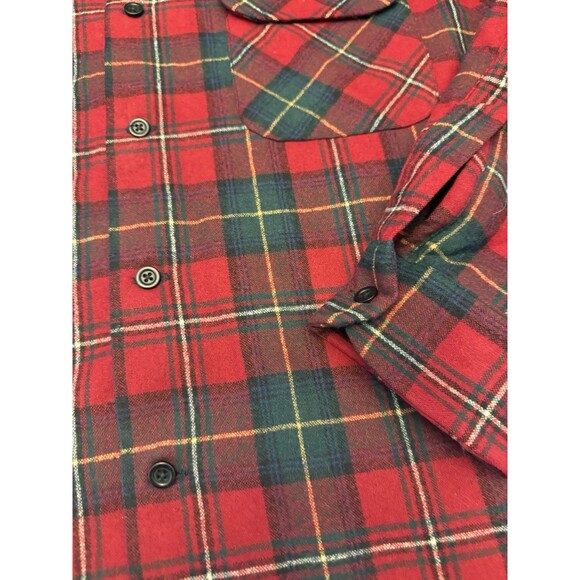 Vintage PENDLETON Board Shirt Plaid Boyd Tartan Wool Flap Pockets Loop Collar XL - Picture 2 of 6